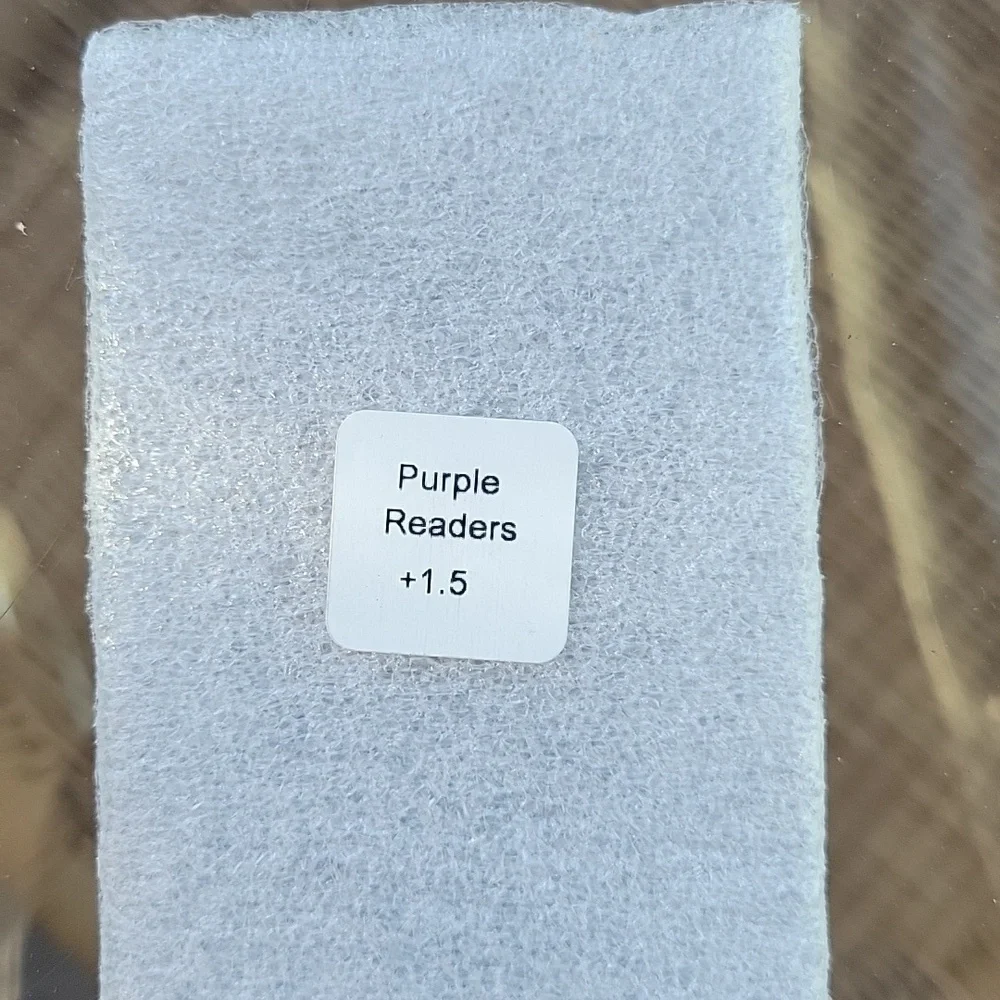 ThinOptics readers with purple accent 1.5 magnification